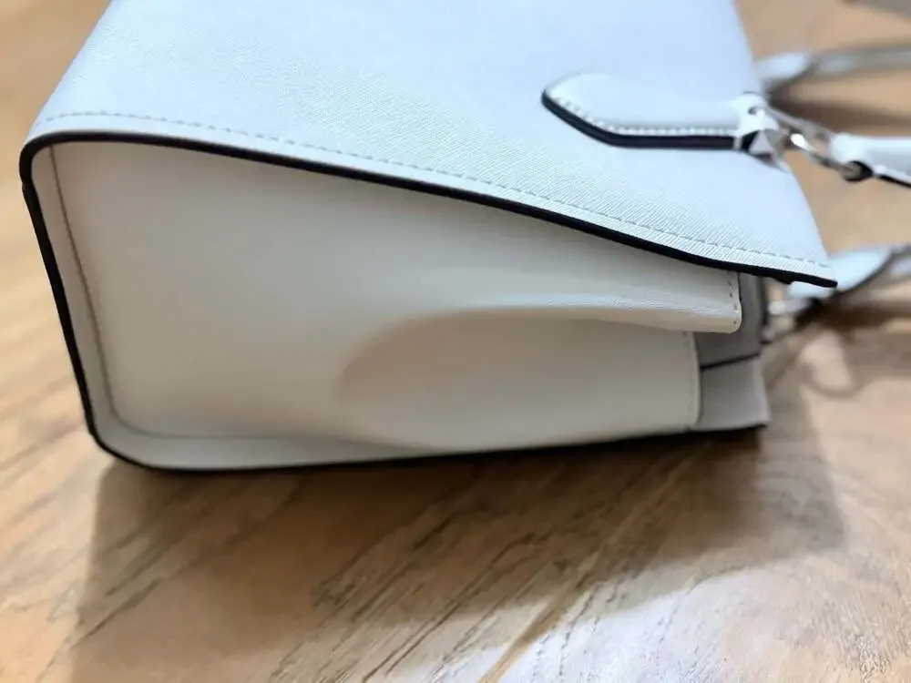 Michael Kors Marilyn Medium Saffiano Leather Satchel in Optic White